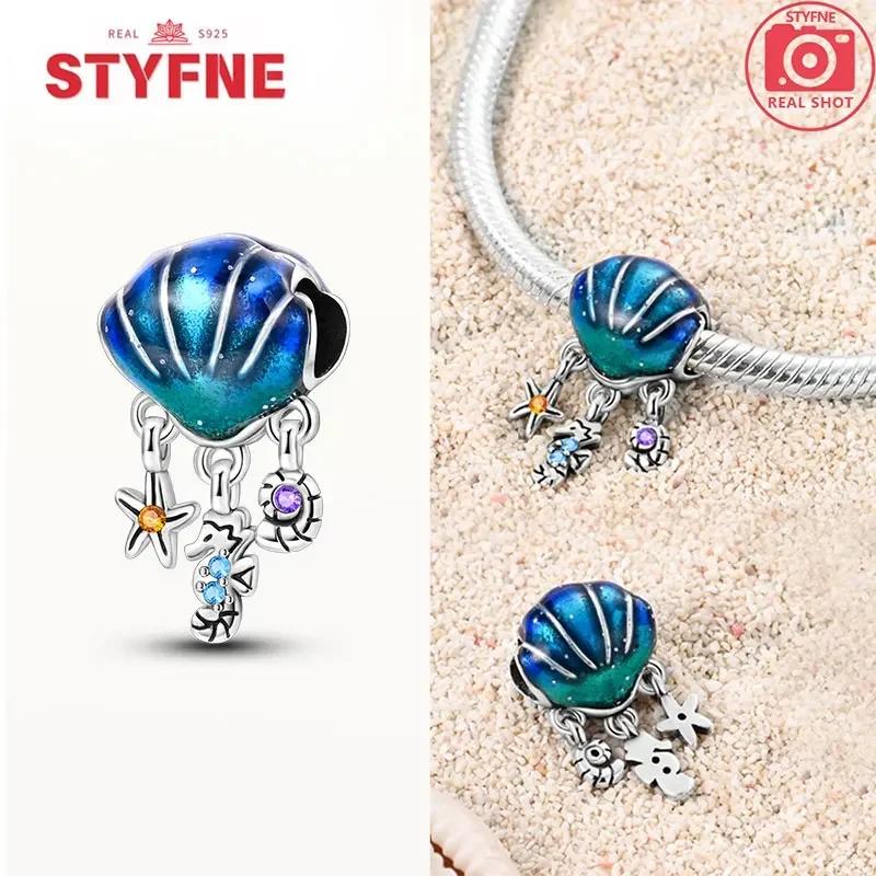 Женский браслет DIY Изысканные ювелирные изделия Подарки Оригинальные шармы Бусины Медь Морская серия Синяя черепаха Морская звезда Ракушка Подвески