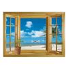 Новое окно 3D принт с видом на пляж морской пейзаж настенные наклейки художественная роспись наклейка обои Декор в гостиную