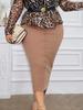 High Waist Skirts Plus Size Women Khaki Elegant Office Ladies Classy Modest Elastic Bodycon Pencil African Female Retro