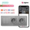 BSEED Zigbee 1/2/3/4-клавишные Умные выключатели света Кнопочные панели Управление через приложение Tuya Smart Life Плюс Двойные французские розетки Стеклянные панели