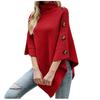 Модный теплый осенне-зимний универсальный свободный свитер с шалью и накидкой, однотонный вязаный свитер с высоким воротом через границу, женское пальто