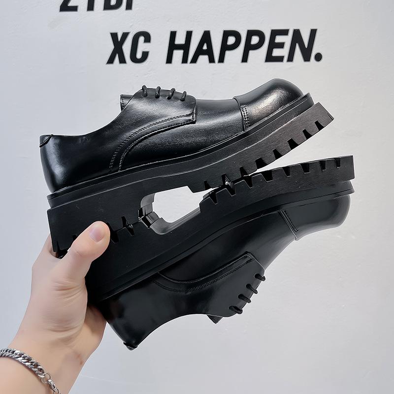 Весенние новые кожаные туфли мужские формальные повседневные деловые корейские версии трендовые британские туфли Brock на платформе с большой головой 1805-A