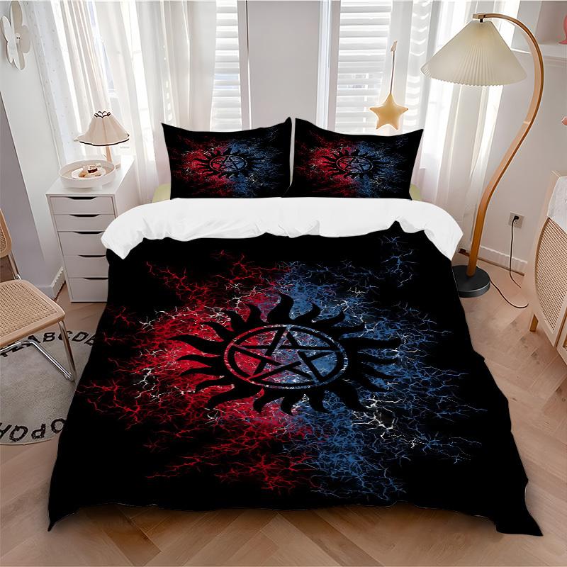 3pc Supernatural Symbols Cover Set - 1 Quilt Cover + 2 Pillowcases, All Seasons Bedroom Setting, Perfect for Home079