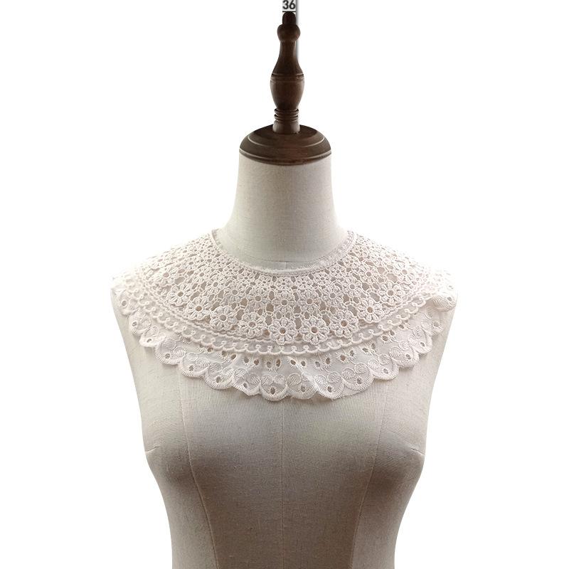 Water-Soluble Lace False Collar, Three-Layer Sewing Diy Lace Accessories, Engraved Hole Embroidery, Opposite Collar, Surrounding Collar.