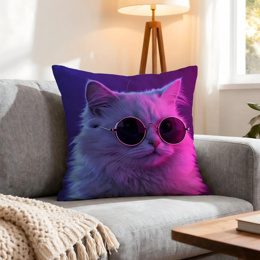 Animal a cat with glasses Cushion Cover Pcs Decorative Covers Soft Cushion Case for Sofa Couch Decor x x Pillowcases