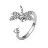 Spinning Zircon Dragonfly Open Ring Personalized Fashion Jewelry For Women Adjustable Finger Band