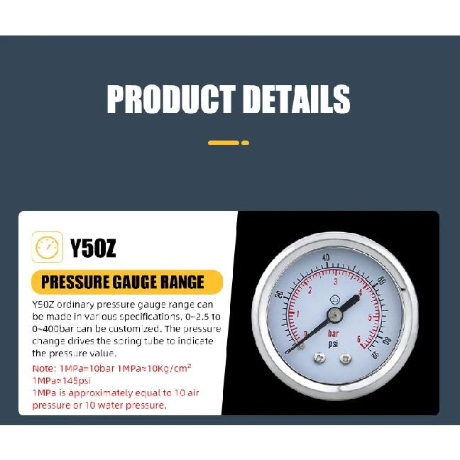 MAIRUIKESI Pressure Gauge 2 inch(50mm ) 2.5% NPT,G,ZG1/4 Steel case Back Connection Vacuum Mamometer For Hydrualic Water Gas