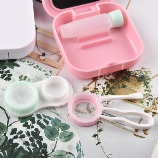 Футляр для контактных линз, удобный для путешествий, яркий цветной прозрачный принт, набор контейнеров для контактных линз с бутылочкой для раствора, пинцетом для использования на открытом воздухе