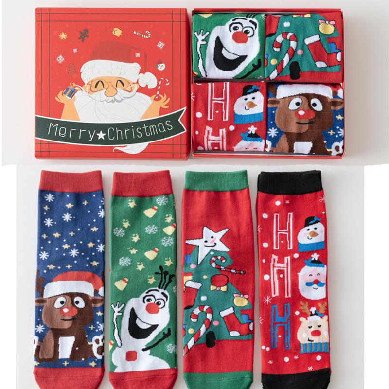 Набор рождественских носков с 3D мультяшным дизайном: Милые женские носки средней длины на осень и зиму
