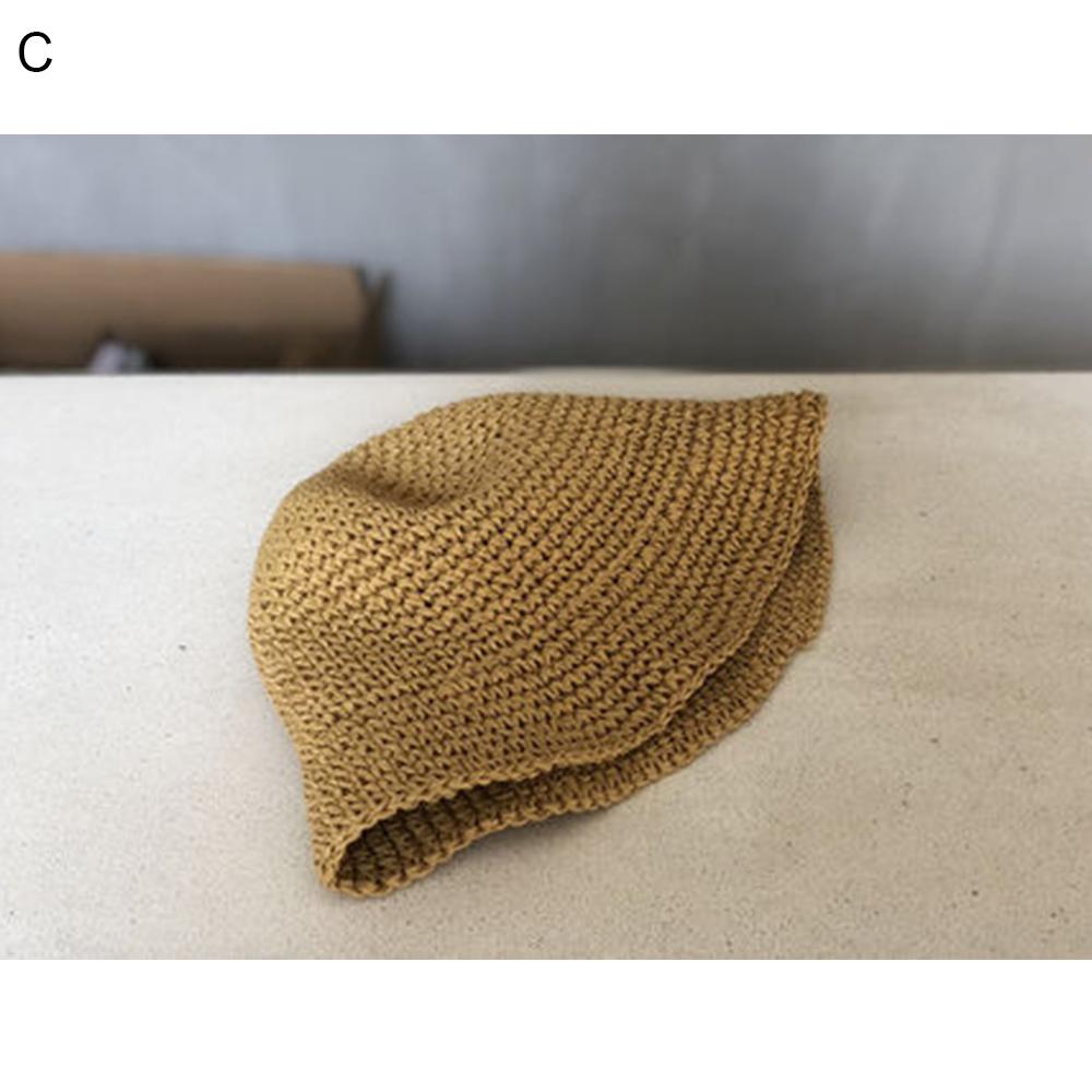 Casual Holiday Women's Fashion Cap Fisherman Hat Sunscreen Hats Hand-woven Bucket Straw Beach Hat