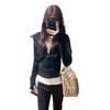 Spot Black Slim Fit Waist-Cinched Hooded Sweatshirt for Women, Autumn New Style, Slimming & Versatile Fall Wear.