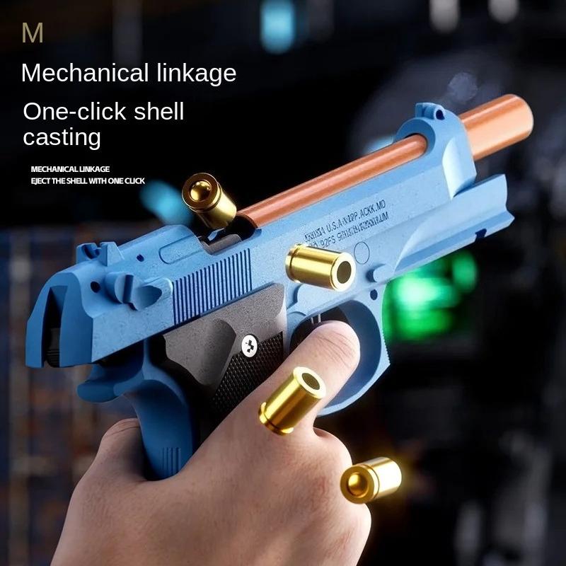 Пистолет M92 Сброс гильз Непрерывная стрельба Blowback Пневматический пистолет на мягких пулях Пустой затвор Подарок на день рождения