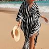 YYFS Женская мода, лето, весна, принт зебры, повседневные платья с длинным рукавом и v-образным вырезом