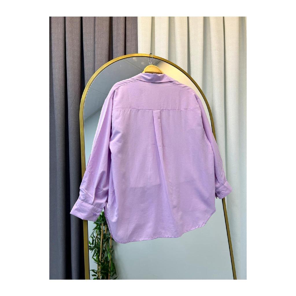 Рубашка с объемными рукавами Oversize, длинная базовая бежевая женская рубашка 010