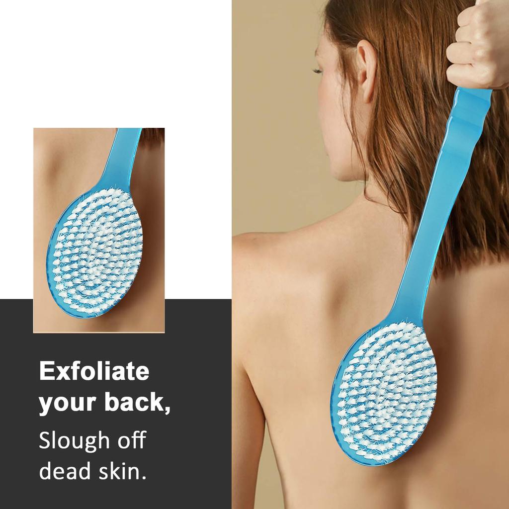 Long Handle Bath Brush for Body Scrubbing and Exfoliating with Soft Bristles and Ergonomic Grip for Shower and Bath Use
