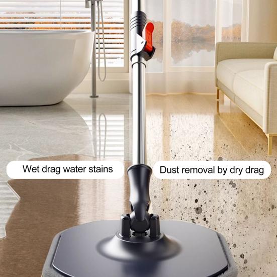 Комплект швабры с овальным вращающимся ведром и системой самоотделения. Насадка для швабры из микрофибры. Регулируемая ручка из нержавеющей стали. Комплект швабры с ведром для наполнения водой.