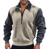 Men's Solid Color Corduroy Zipper Neck Long Sleeve Top Men's Casual Lapel Top