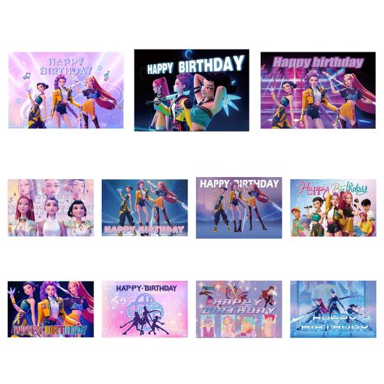 Фоновая ткань Демон Фильм Охотники С Днем Рождения Баннер Задник Подвесная ткань Украшение Детские товары для вечеринки