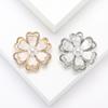 Women Elegant Camellia Shape Brooch Shining Rhinestones Faux Pearl Pin Suit Lapel Shawl Badge Coat Accessories