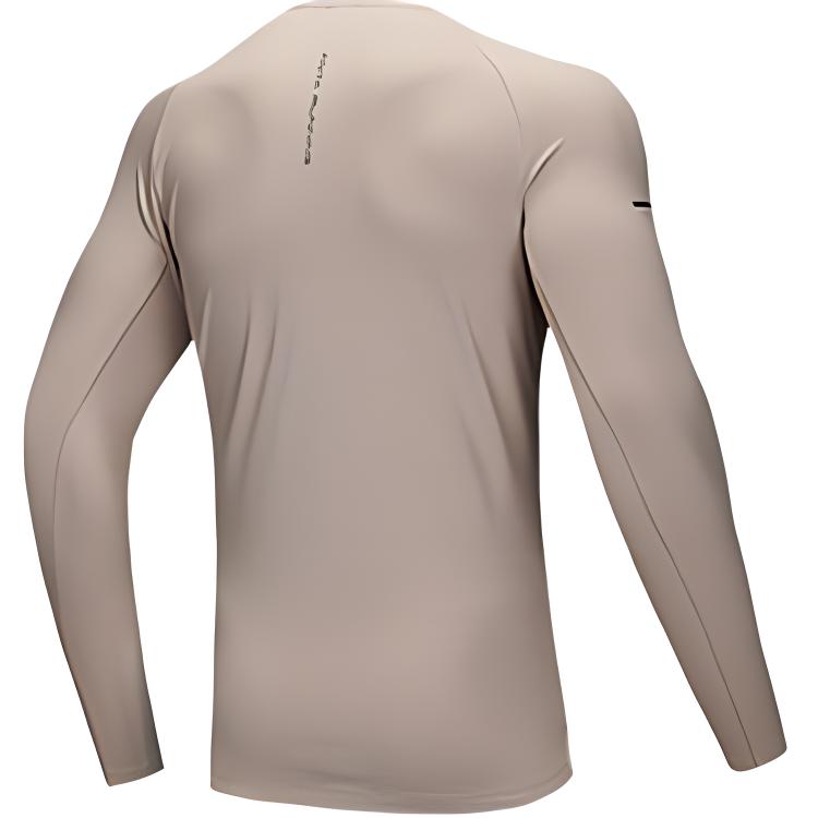 Anta Футболка Running Series однотонная с круглым вырезом, легкая, с длинным рукавом, мужская, цвета шампанского, хаки 952445402-1