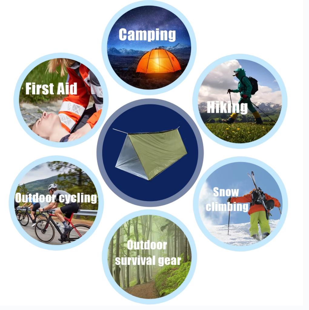 Outdoor PE emergency tent portable warm emergency blanket Thermal blanket lifesaving refuge emergency sleeping bag