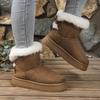 Sweet Bowknot Decoration Suede Snow Boots Women 2025 Soft Thick Bottom Ankle Boots Women Warm Faux Fur Non Slip Winter Shoes