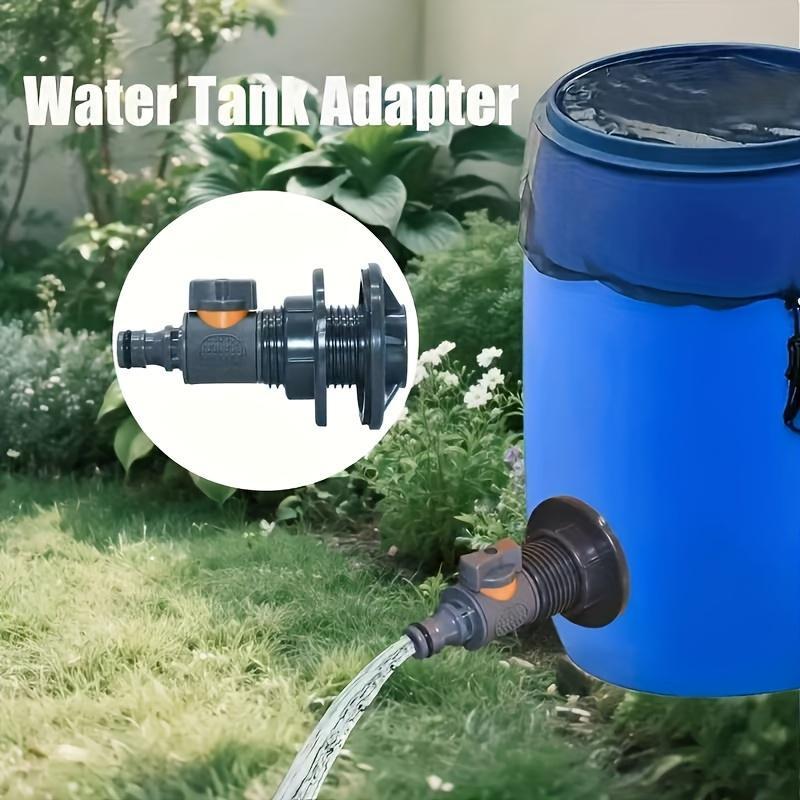 2 шт. Адаптер для бочки с водой ПВХ/IBC, Адаптер для резервуара с водой с клапаном, Быстрая установка, Комплект разъемов для сбора дождевой воды, Разъем с наружной резьбой KTY