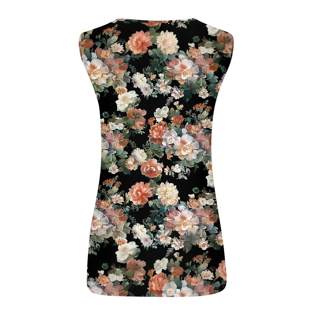 Womens Tank Top V Neck Basic Printed Casual Flowy Sleeveless Deep Side Cut Tops For Women