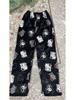 Cartoon Cat Fleece Christmas Pajama Pants for Women