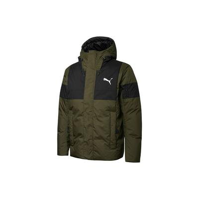 Пуховик с капюшоном и цветным принтом с логотипом Мужская верхняя одежда Темно-оливковый 848762-50