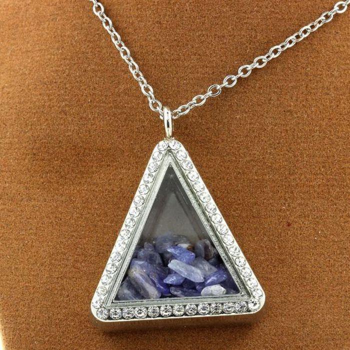 Stones and Minerals. Raw Tanzanite Necklace. Triangle Model.