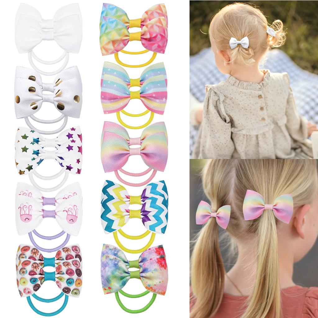 20 шт. милая красочная веревка для волос с узлом бабочки для маленькой девочки, эластичная коса в хвосте, детские аксессуары для волос для ежедневного использования