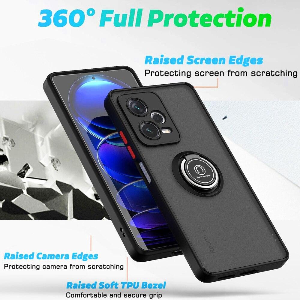 KEYSION Матовый чехол для Redmi Note 12 Pro + 5G, прозрачный силиконовый + подставка для кольца из поликарбоната, противоударный чехол для телефона для Xiaomi POCO X5 Pro 5G