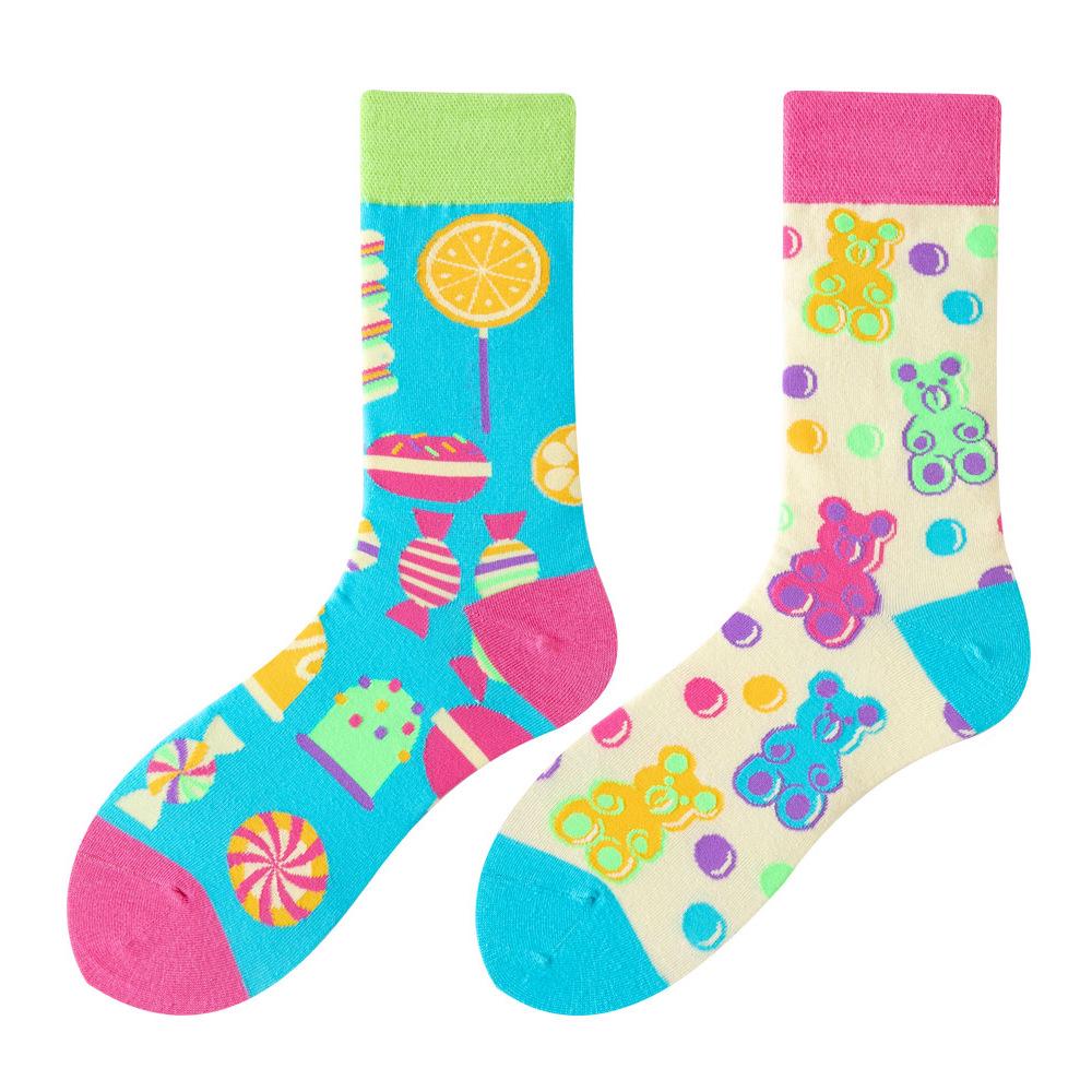 Asymmetric Colorful Christmas Cotton Socks for Couples