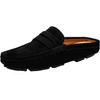 Fashion Suede Leather Male Muller Shoes Classic Breathable Men Slippers Simple Comfy Half Flats Lazy Shoes Soft Handmade Casual Footwear