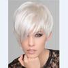 Women Wigs With Bangs Ladies Straight Short Ombre Bob Synthetic Grey White Hair Heat Resistant Wig Party Cosplay Daily Use Wig
