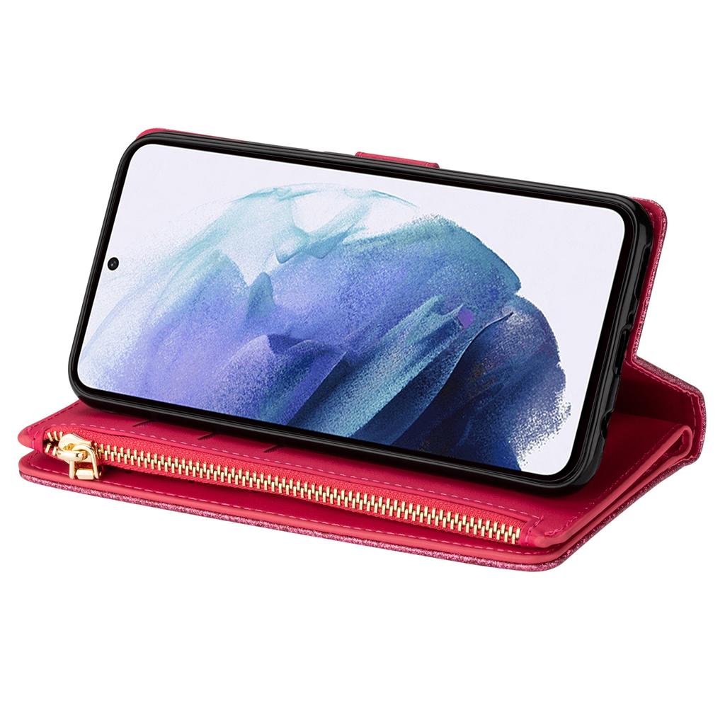 Применимо к кожаному чехлу для мобильного телефона Samsung S26 A57 звездная лазерная гравировка кошелек на молнии с несколькими отделениями защитный чехол A55 чехол с блестками