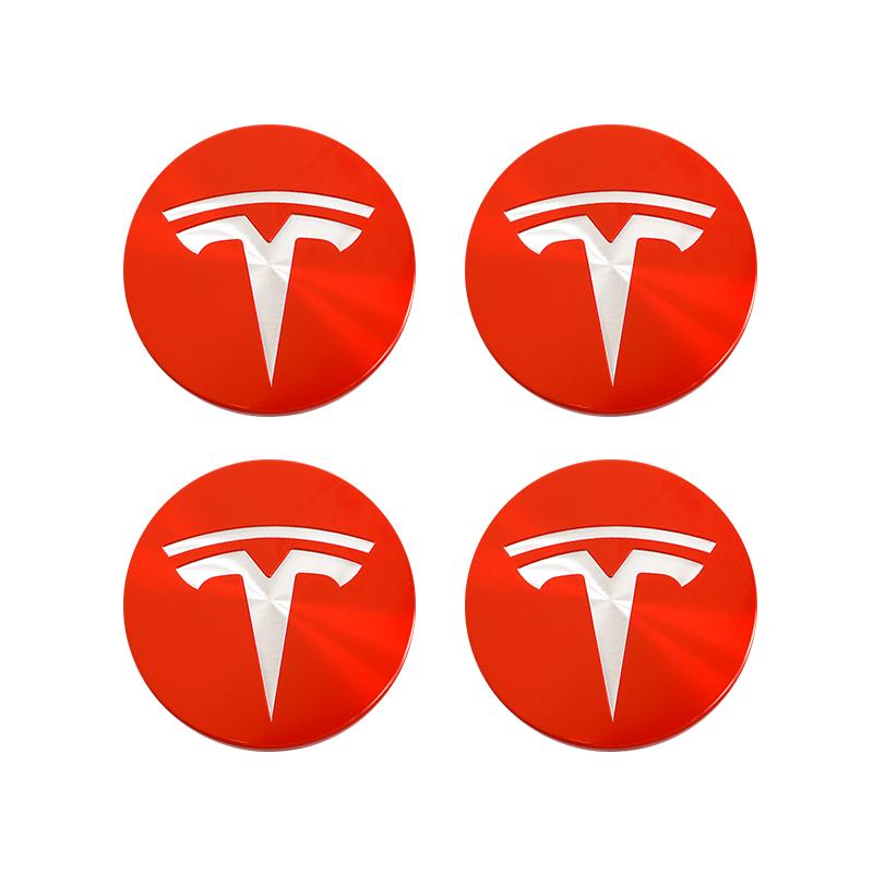 TBQW4 4pcs 56mm Tesla Wheel Center Cap Hub Cover Badge Emblem Sticker Car Accessories For Tesla Model 3 Y 2023 S X Cybertruck Highland