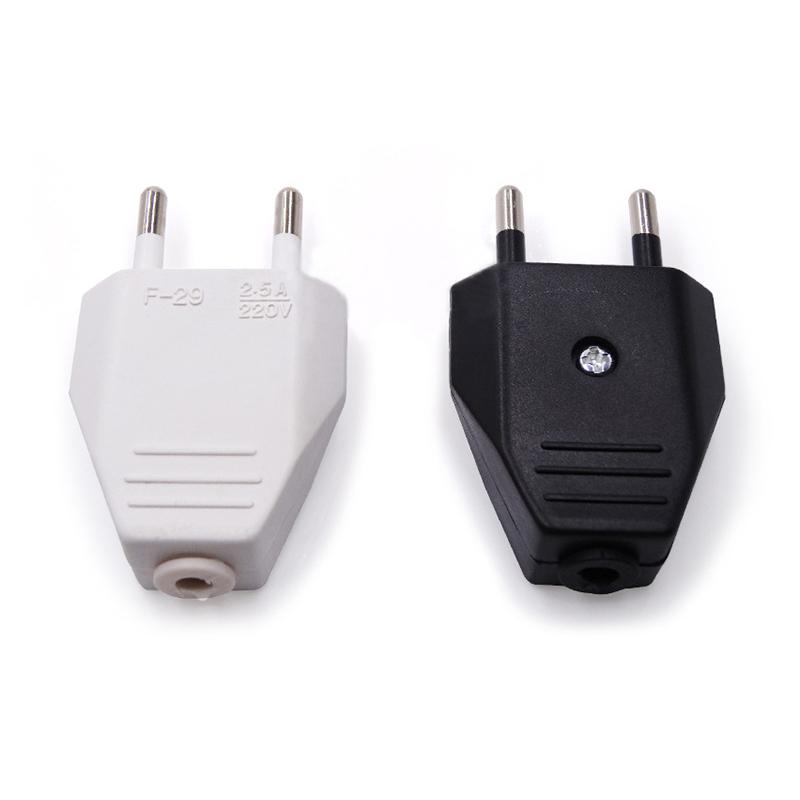 Rewireable Extension Cord Connector 2 Pin Eu European Us Male Plug Ac Electrical Socket Adapter 250V Replacement