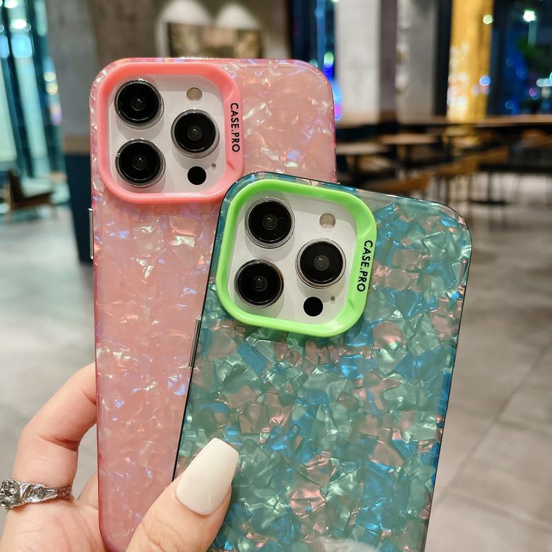 Роскошный чехол для телефона с цветным рисунком ракушки для iPhone 11 12 13 14 15 Pro Max 15plus противоударный модный красивый защитный чехол