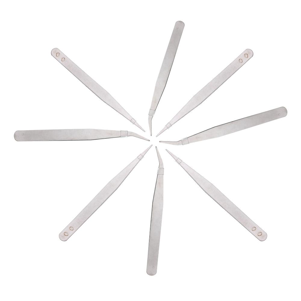 Прямой локоть Серебристый тон Инструмент-плоскогубцы Пинцет из нержавеющей стали Зажим для бровей Инструменты для ремонта телефонов