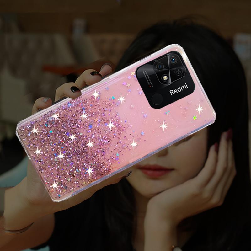 Роскошный блестящий чехол для телефона с градиентом и блестками для Xiaomi Redmi A1 10C 10A 10 CA redmiA1 redmi10C redmi10A, прозрачная задняя крышка с блестящими звездами и блестками
