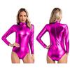 Женский блестящий спортивный купальник металлик, боди с длинным рукавом, облегающие узкие колготки, цельный комбинезон Rave Disco Party Performance