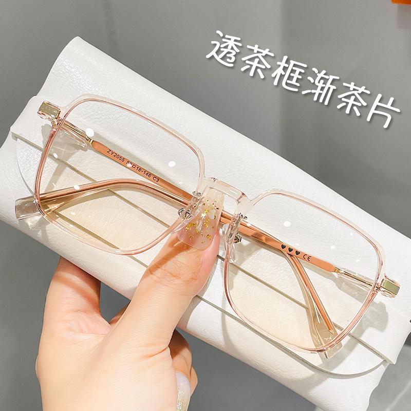 8906 Модные корейские солнцезащитные очки с металлическими носоупорами, прозрачная большая оправа, дизайн, стройнящий лицо, защита от ультрафиолета