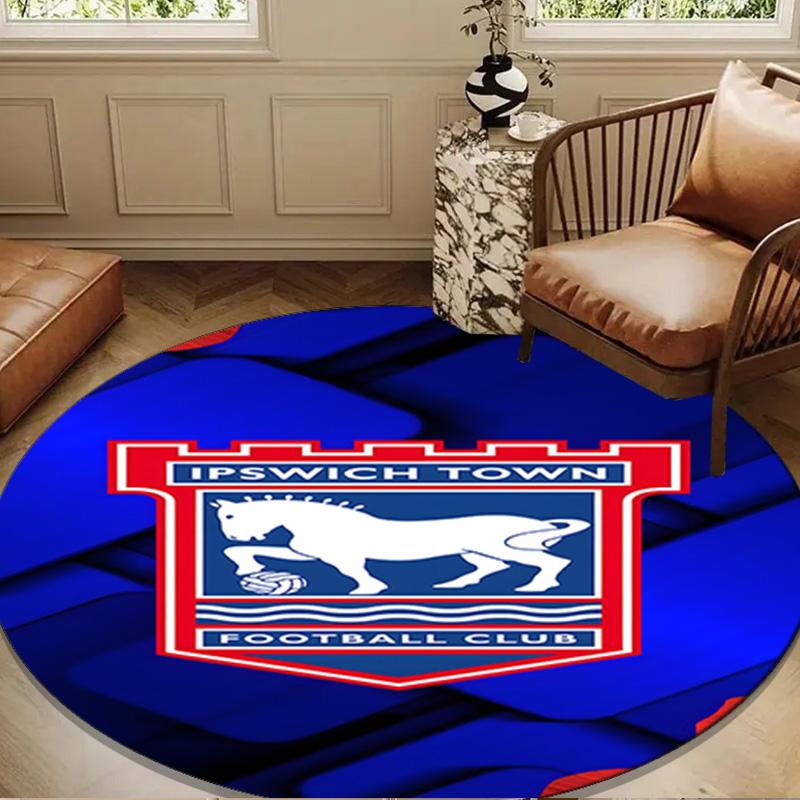 1PC FC Ipswich Crest Round Rug for Livingroom,Bedroom, Palyroom, Chair Rug, Area rug, Circle Carpet, Large Size Fan Christmas gift
