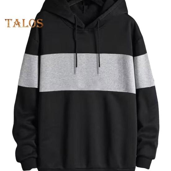 Мужская толстовка с капюшоном на осень-зиму, контрастного цвета, с длинными рукавами, эластичными манжетами и подолом, тонкая повседневная одежда, повседневный спортивный топ