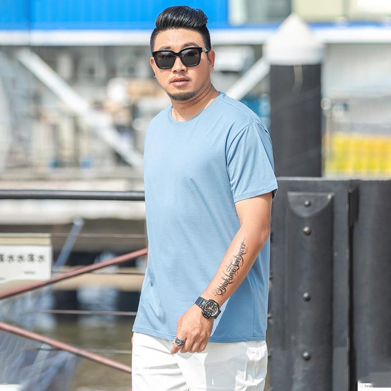 Мужская свободная футболка большого размера M-7XL 8XL Мужская однотонная футболка с круглым вырезом и короткими рукавами