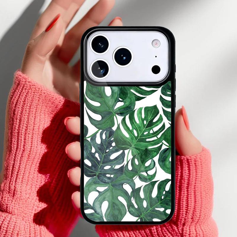 Чехол для телефона 'Цветок Монстеры Тропические Зеленые Листья' для iPhone 17 Air 16e 15 14 13 Pro Max Задняя крышка для 12 11 Pro Coque