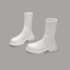 Martin Boots White Thick-soled Heightened and Thin Medium Tube Elastic Bare Boots Knight Boots
