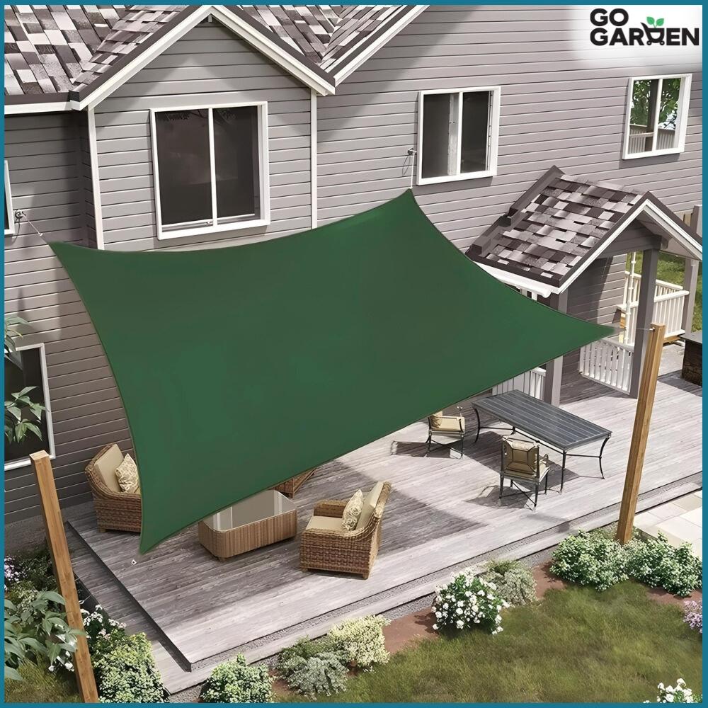 Sunshade sail awning curtain waterproof UV canopy green 4x5 m